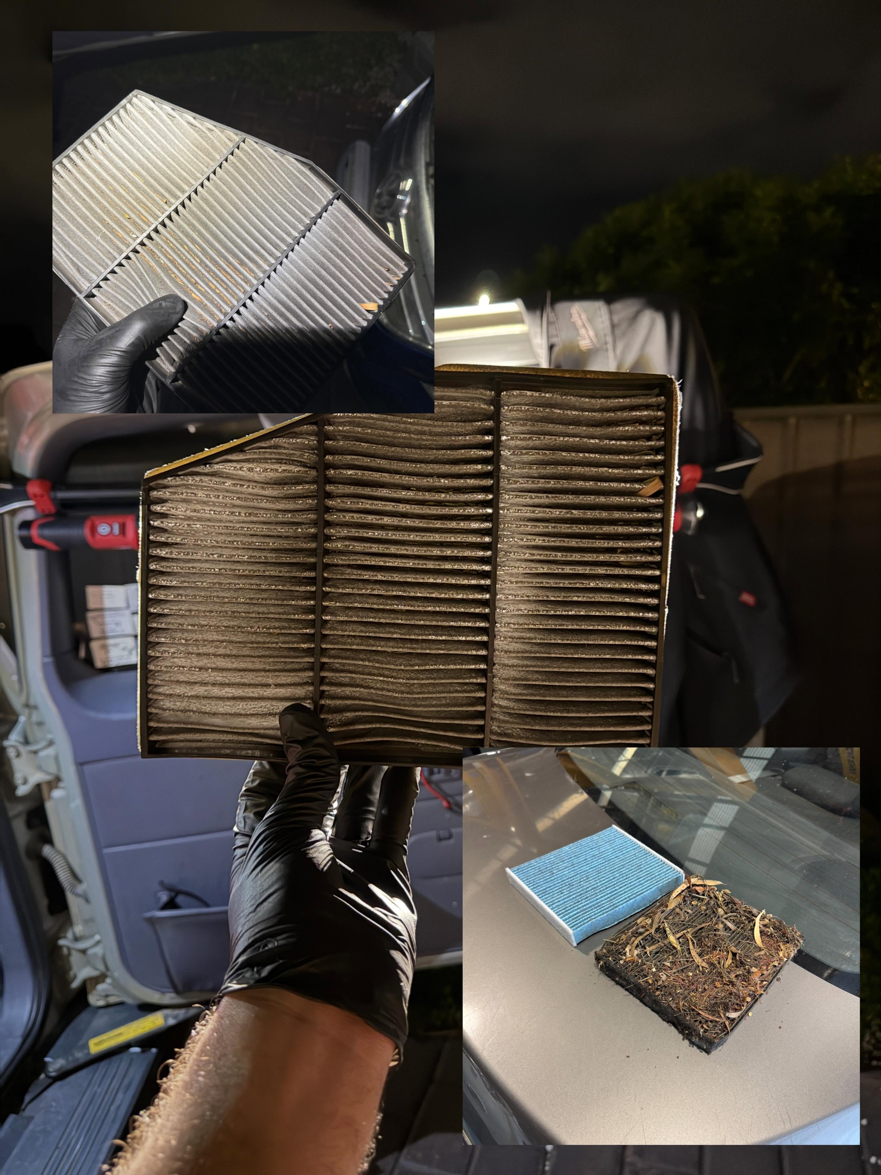 Clogged air & cabin filters swapped